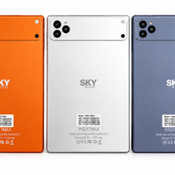 Tableta SKY Devices SKYPAD17MAX de 10.1” HD IPS, con sistema operativo Android 15, 4 GB de memoria RAM, 128 GB de almacenamiento interno, procesador de 2.0 GHz, cámara frontal de 13 MP, cámara trasera de 5 MP, conectividad Wi-Fi de 5 GHz y batería de 5000 mAh. Compatible con tarjeta SIM (chip) y liberada
