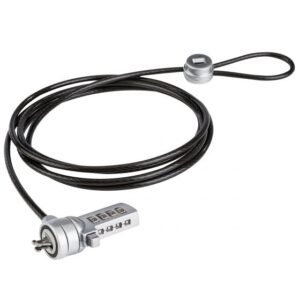 Candado de Seguridad para Laptop STEREN COM-225, Cable de Acero Recubierto, Sistema de Bloqueo por Combinación de 4 Dígitos, Longitud 1.8m.
